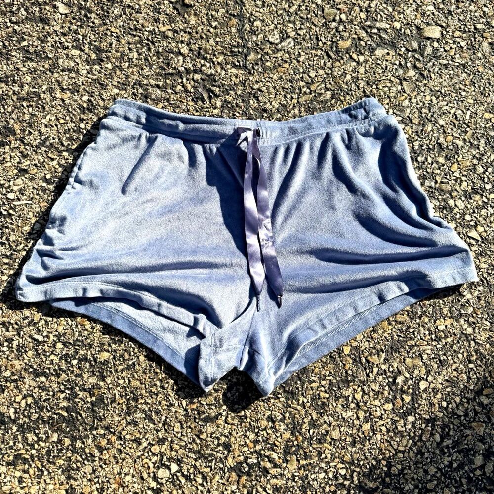 Women’s Blue Velour Lounge Shorts Drawstring Size L